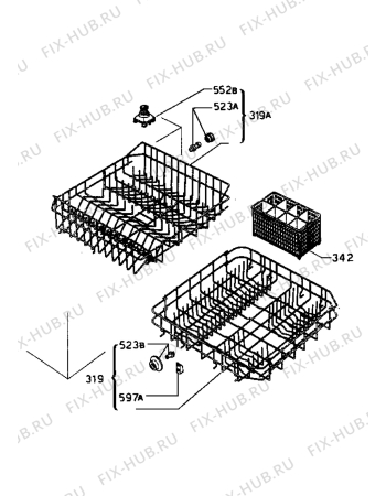 Взрыв-схема посудомоечной машины Zanussi ID454B - Схема узла Baskets, tubes 061